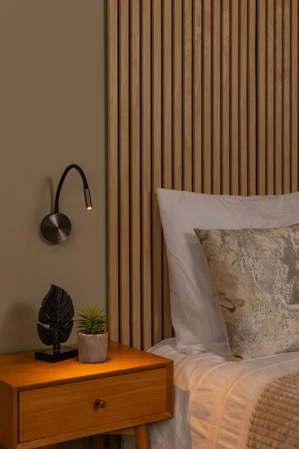Lucide Premium ASJA - Foco de pared / Lámpara de pared Recargable - Batería/acumulador - LED 3 StepDim - 1x3W 2700K - Hierro gris - ambiente 1